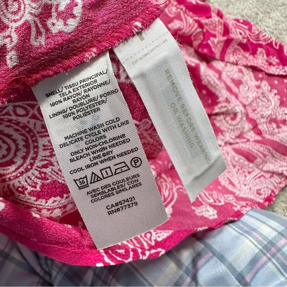 Ann Taylor Bandana Paisley Wrap Maxi Dress V-Neck Shortsleeve Hi-Low Pink Boho 8 - Picture 12 of 15